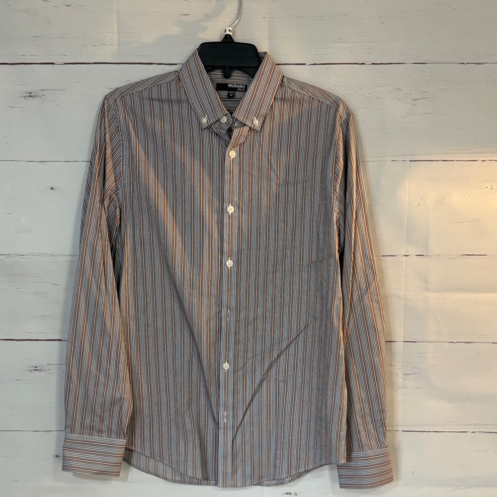 Murano Men's Multicolor Striped Button Down Shirt
